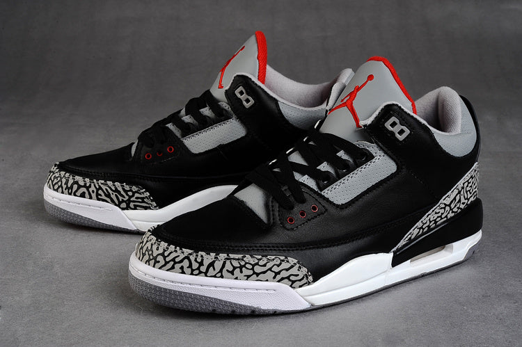 Air Jordan 3 Black Grey Red High-Top Sneakers - product image from the listing.
