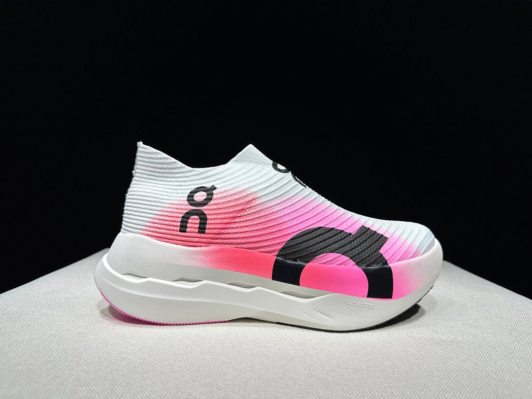 Pink and White On Cloudboom Strike LS Running Shoes - product image from the listing.