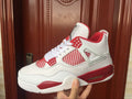 Jordan 4 Retro High-Top Sneakers in White and Red - product image from the listing.
