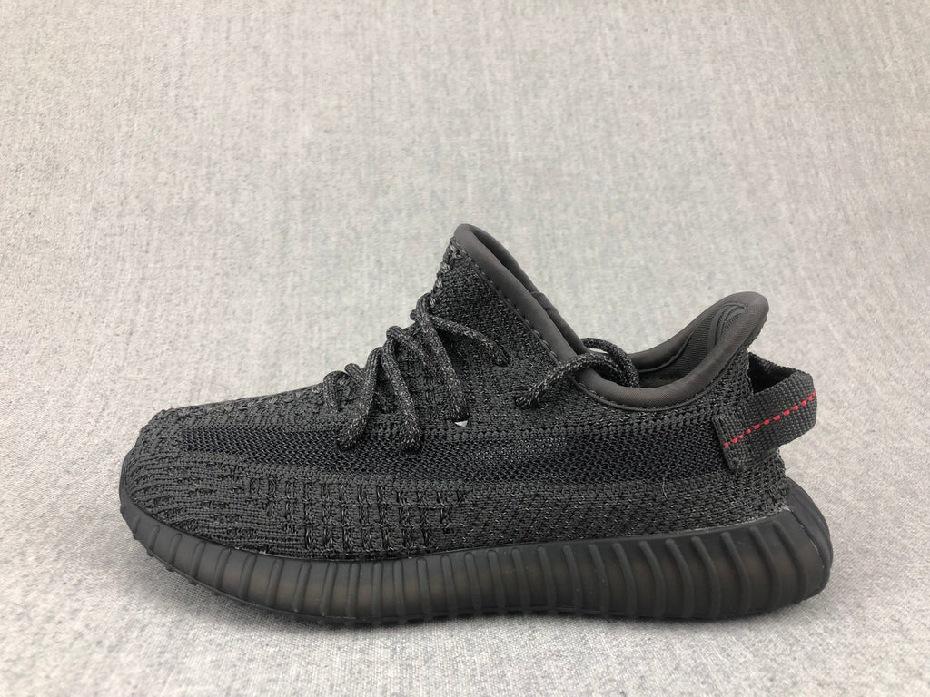 Black Yeezy 350 V2 Kids Sneakers - product image from the listing.