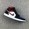 Air Jordan 1 Mid SE Sneakers in Black Purple Yellow 852542-005 - product image from the listing.