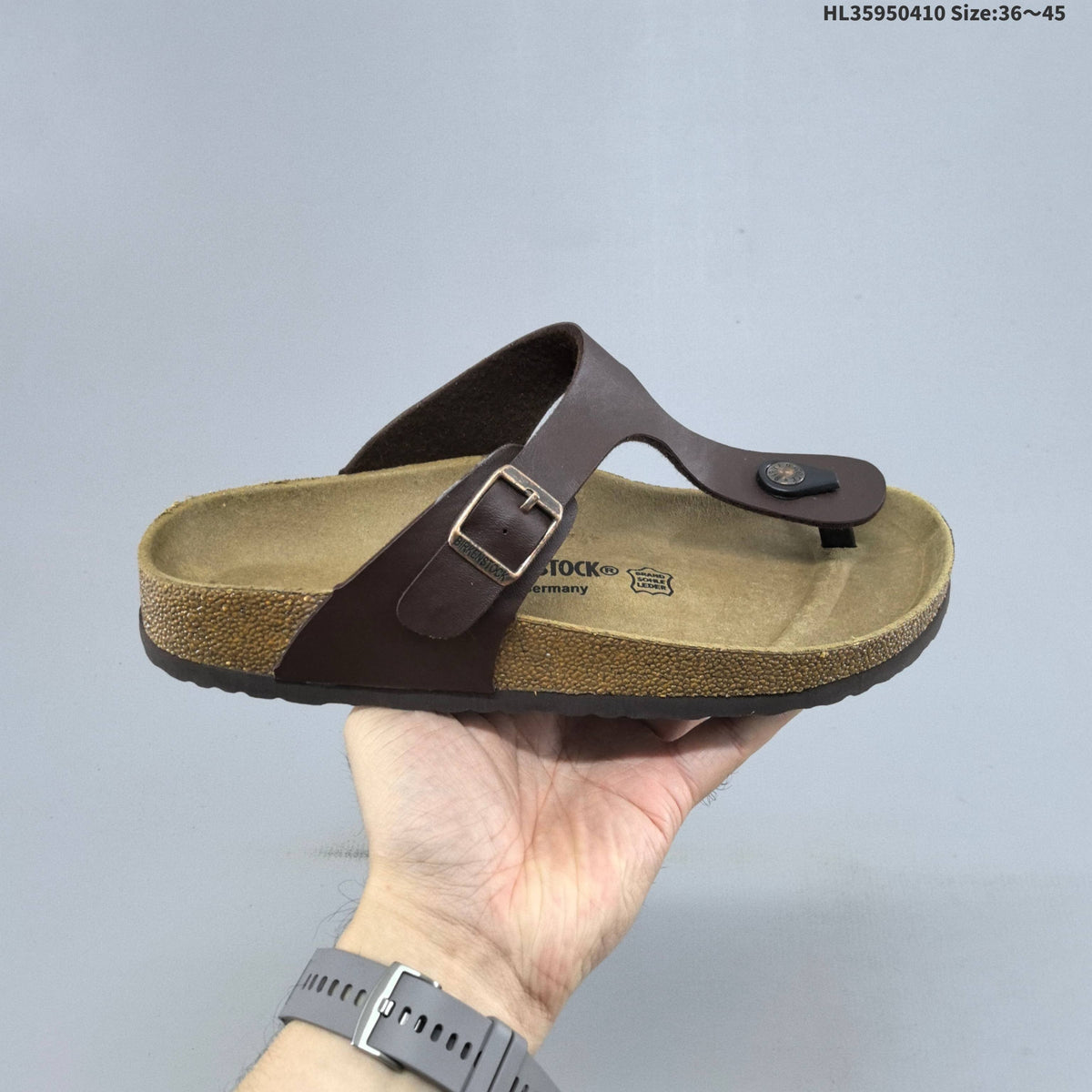 White and Brown Birkenstock Arizona and Gizeh Sandals - product image from the listing.