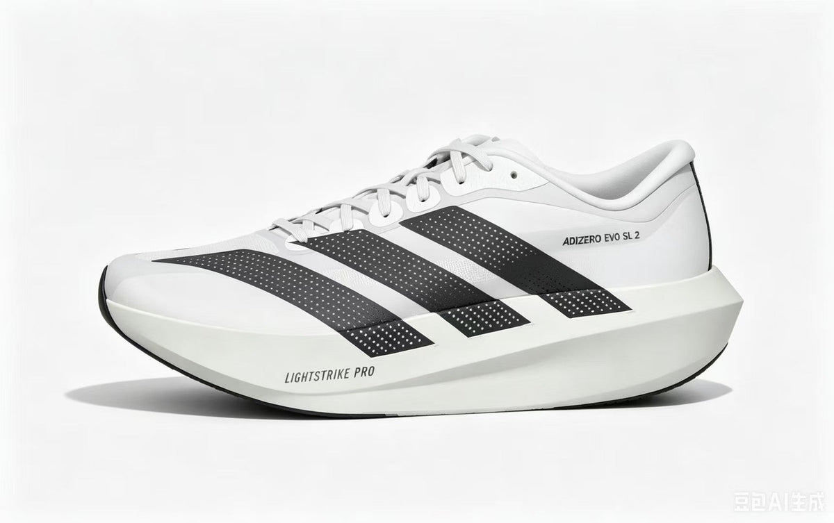 Adizero Evo SL 2 Running Shoes in White Black - product image from the listing.