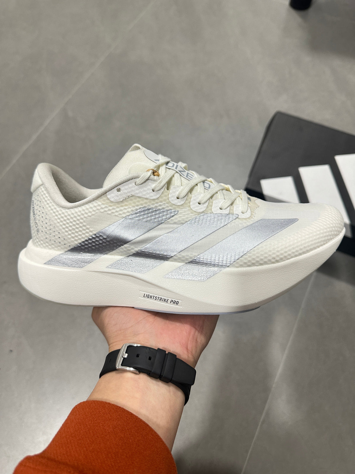 adidas Adizero JR2028 Running Shoes in White Silver - product image from the listing.