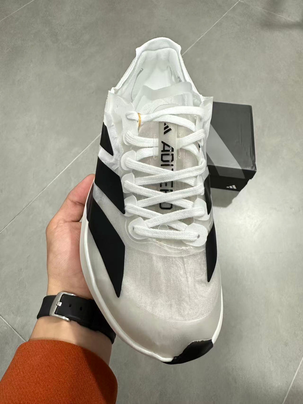 adidas Lightstrike Pro EVO Running Shoes in White Black - product image from the listing.