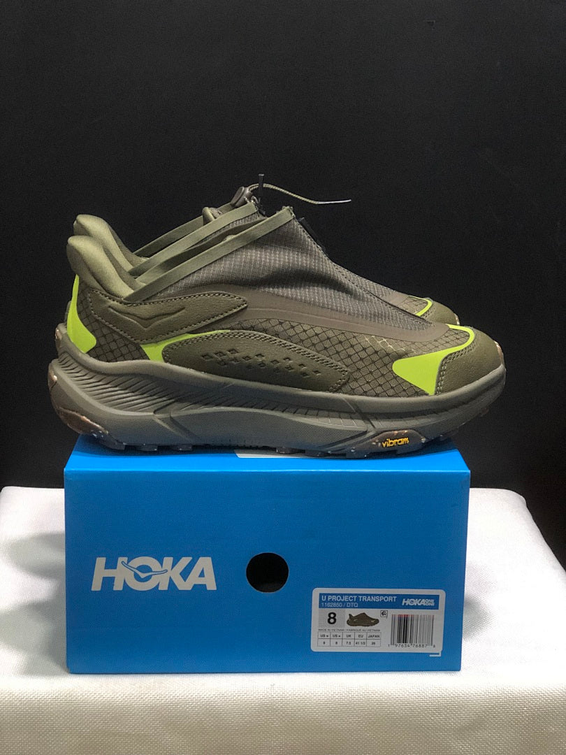 Olive Green HOKA Project Transport Zip Sneakers - product image from the listing.