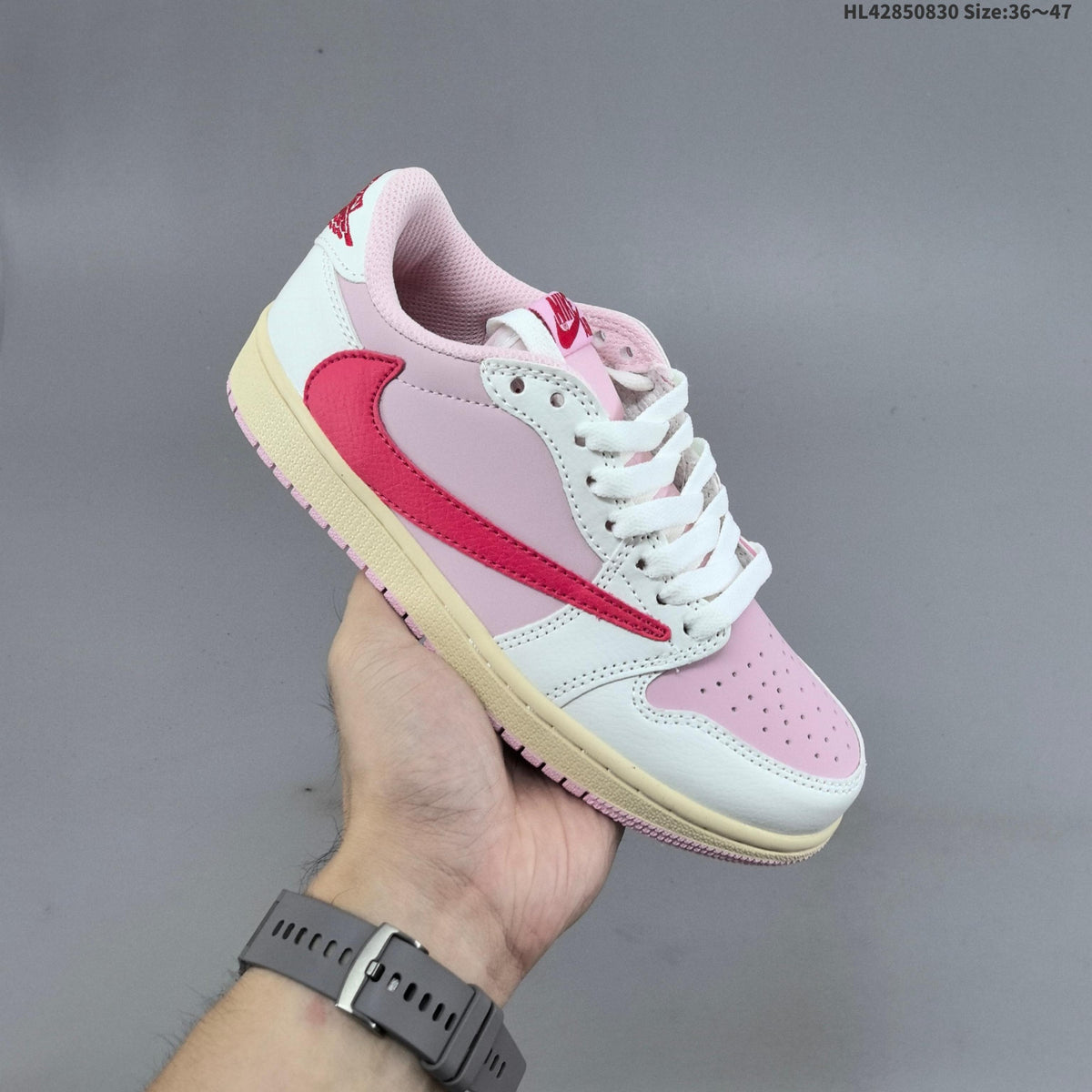 Jordan 1 Low OG Shy Low-Top Sneakers in Pink - product image from the listing.