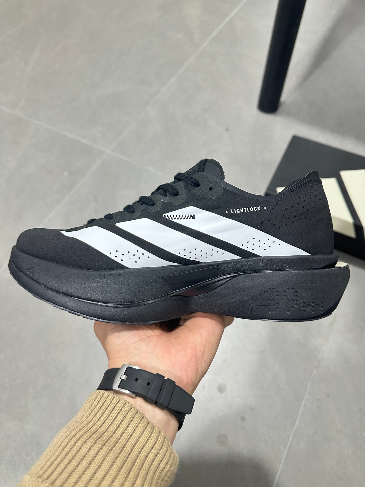 Adidas Adizero Adios Pro 5 Running Shoes in Black White KI8292 - product image from the listing.