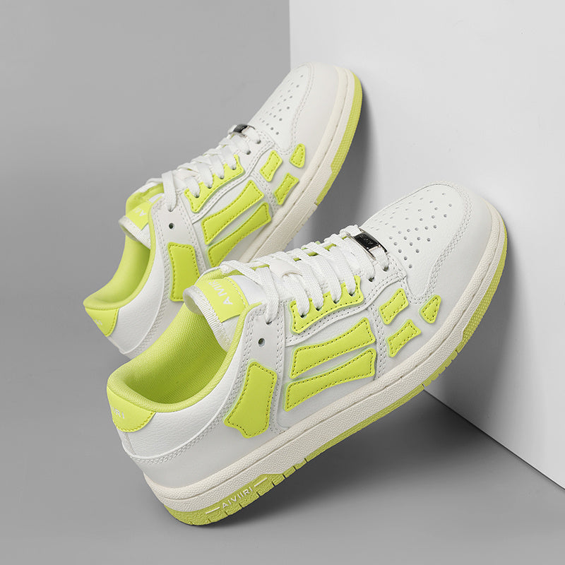AMIRI Bone Low-Top Sneakers in White and Neon in Green - product image from the listing.
