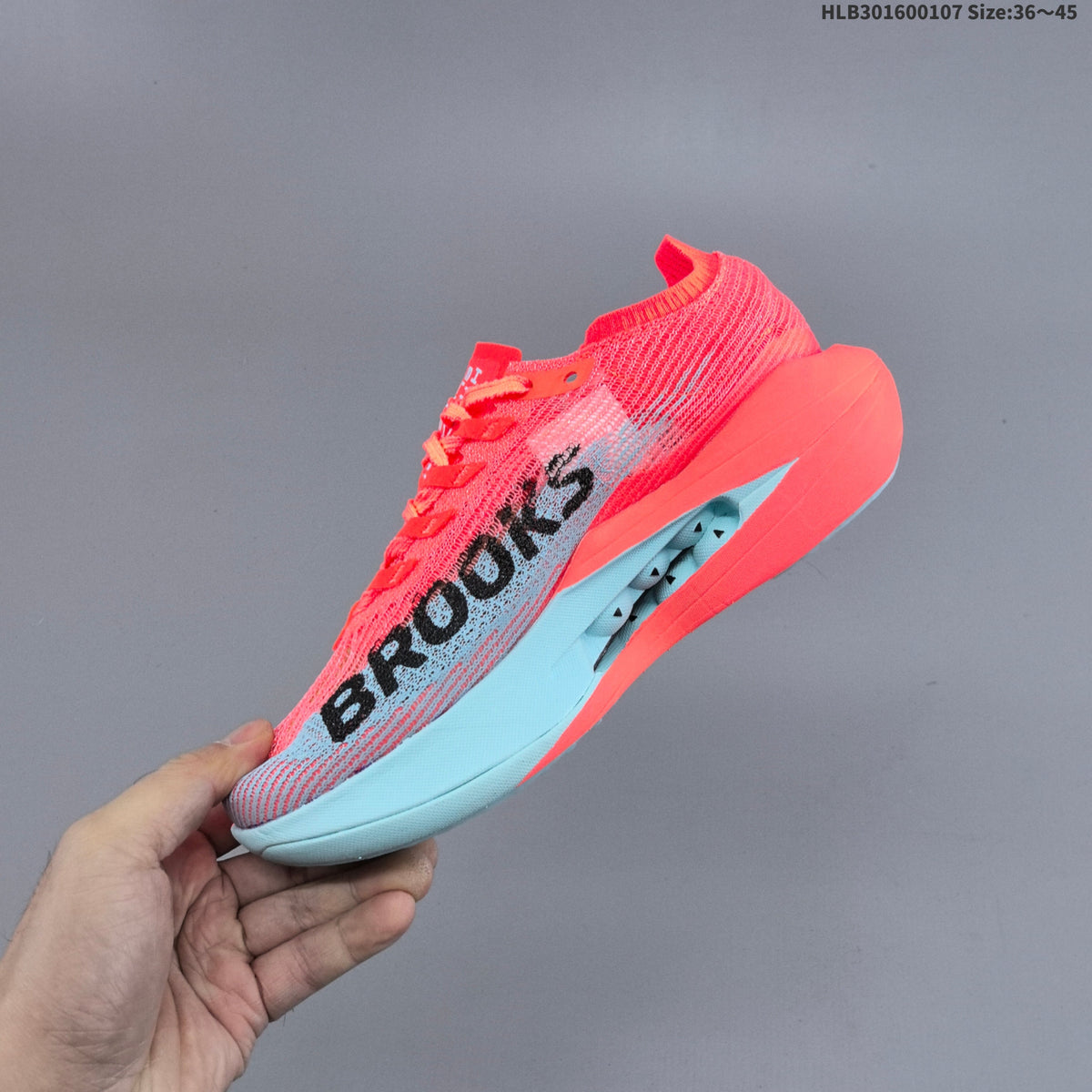 Coral and Blue Brooks Hyperion Elite 5 Running Shoes - product image from the listing.