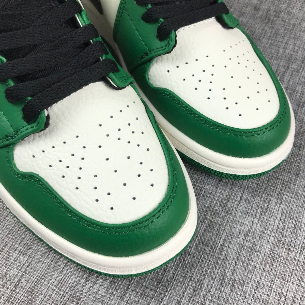 Air Jordan 1 Mid SE Sneakers in White Green Black - product image from the listing.