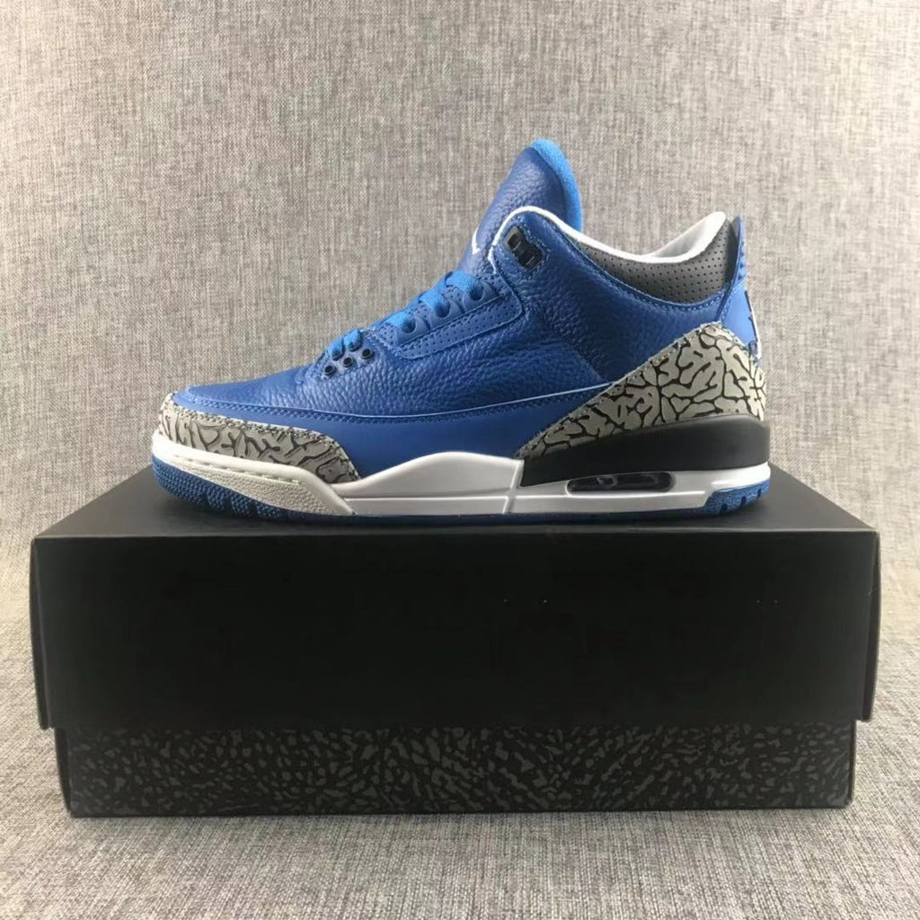 Air Jordan 3 Blue Elephant Print Sneakers - product image from the listing.