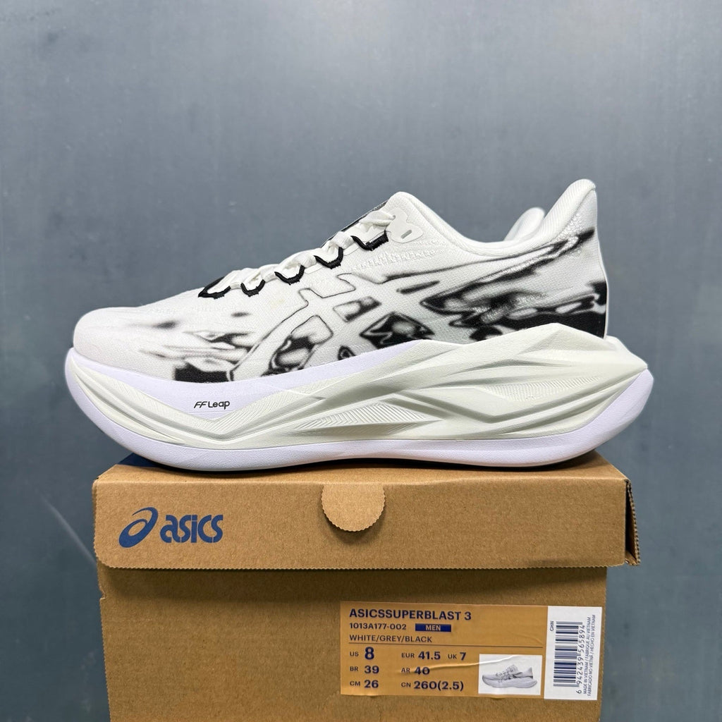 ASICS Superblast 3 Running Shoes in White Grey Black 1013A177-002 - product image from the listing.
