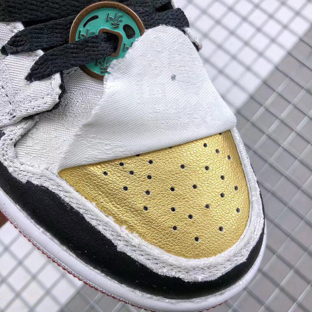 Air Jordan 1 Mid Edison Chen White Black Gold Sneakers - product image from the listing.