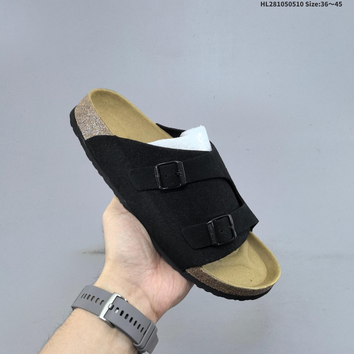 Arizona Two-Strap Slide Sandals Black 1029257 by Birkenstock - product image from the listing.