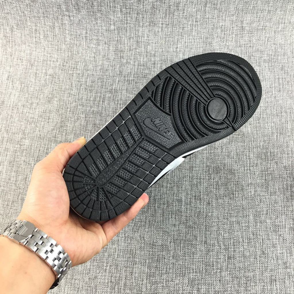Black and White Satin-Style Sneakers - Air Jordan 1 High - product image from the listing.