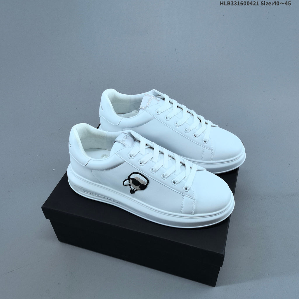Karl Lagerfeld White Low-Cut Sneakers with Logo Detail - product image from the listing.