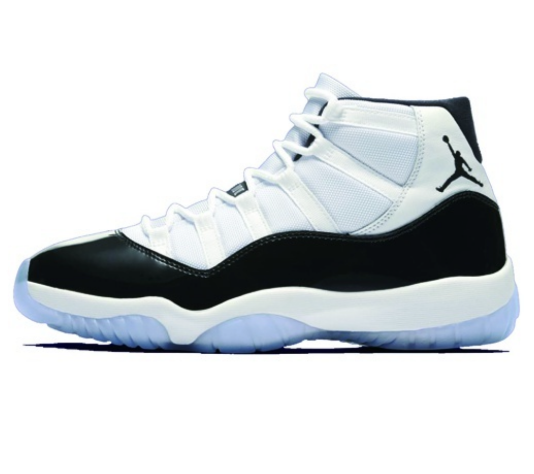 Jordan AJ11 Concord Sneakers in White Black 378037-100 - product image from the listing.