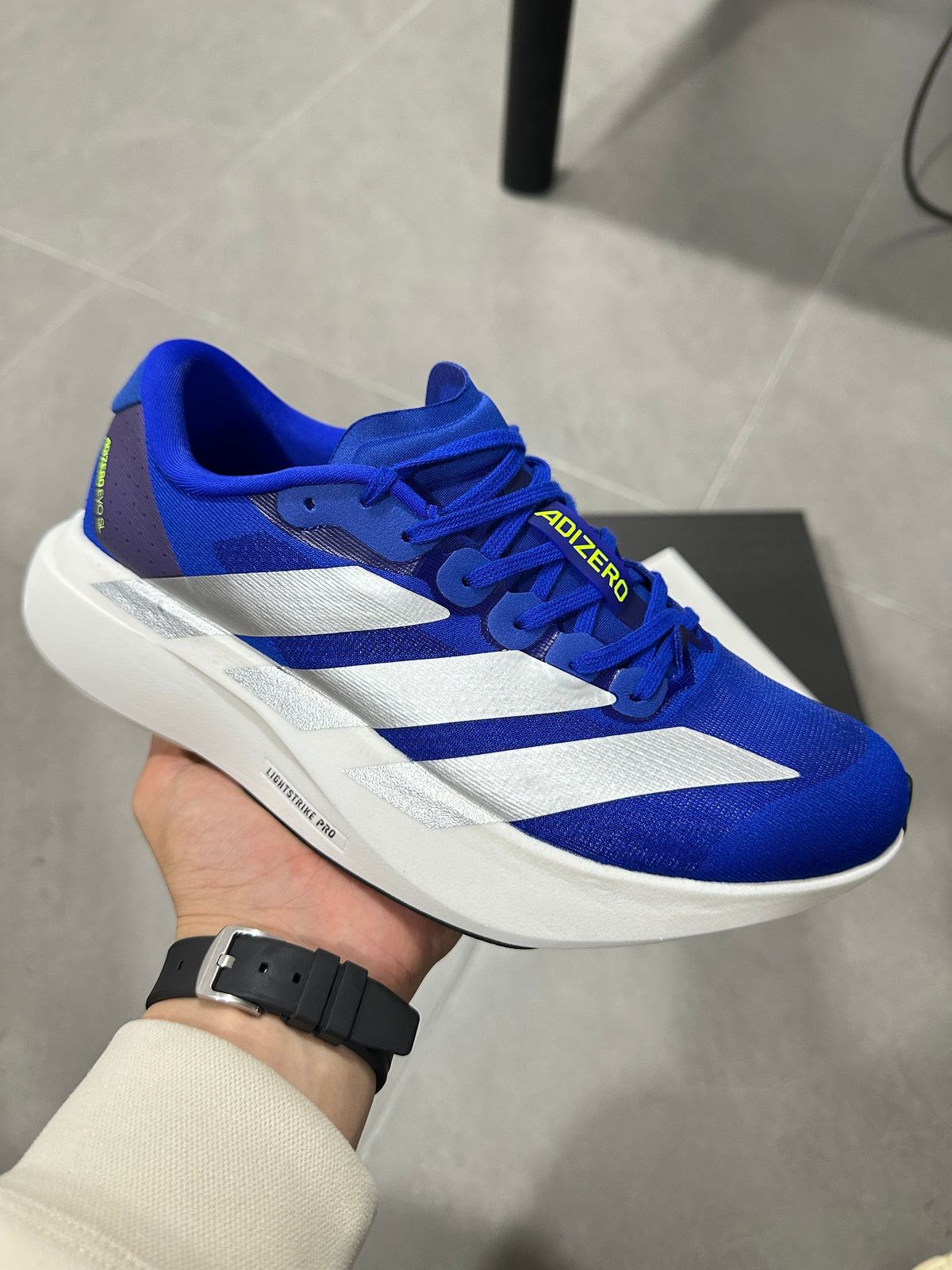 adidas Adizero Lightstrike Pro Running Shoes in Blue White - product image from the listing.