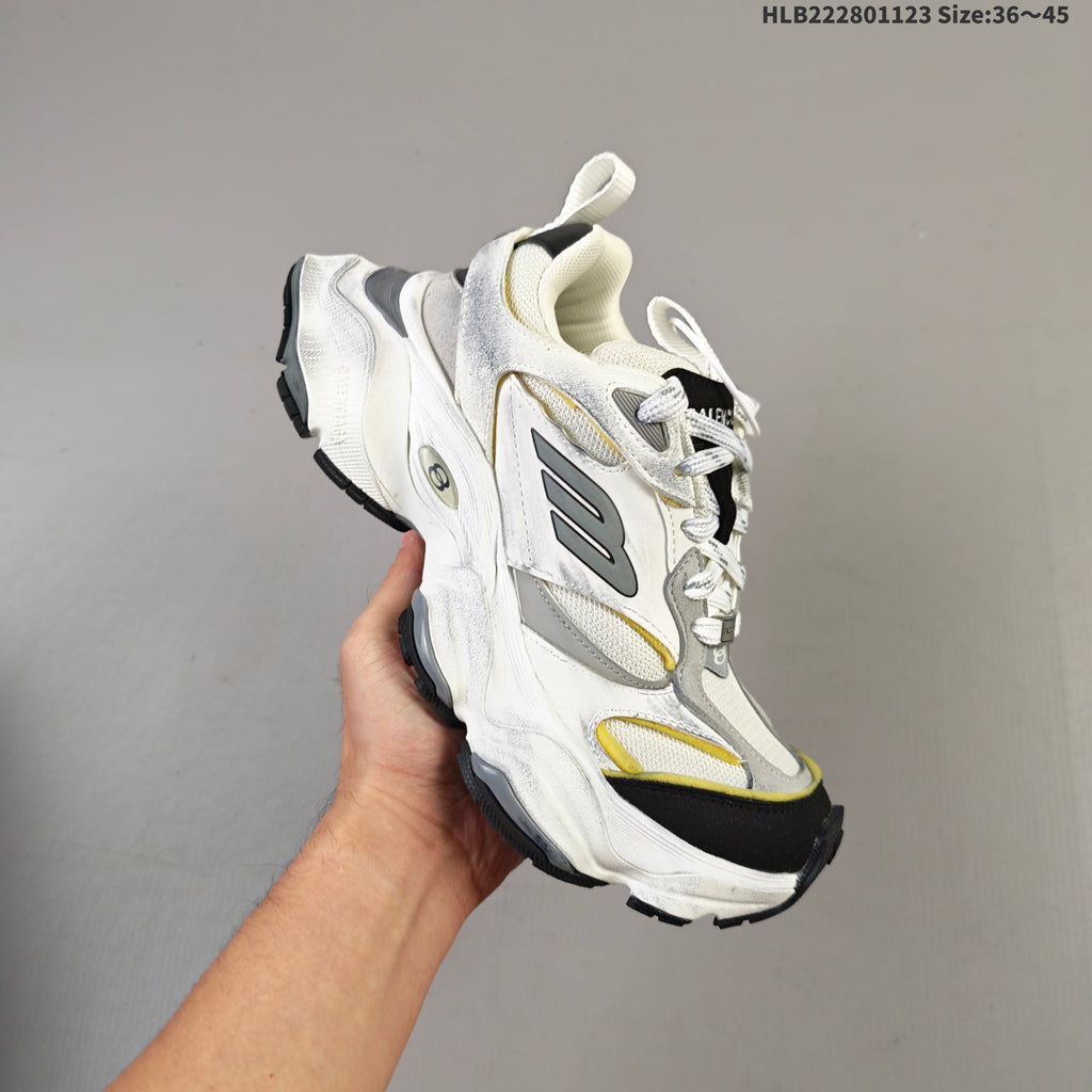Balenciaga Monday Low-Top Sneakers in White, in Gray and Yellow - product image from the listing.
