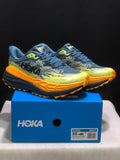HOKA Stinson 7 Trail Running Shoes in Blue Yellow Orange - product image from the listing.