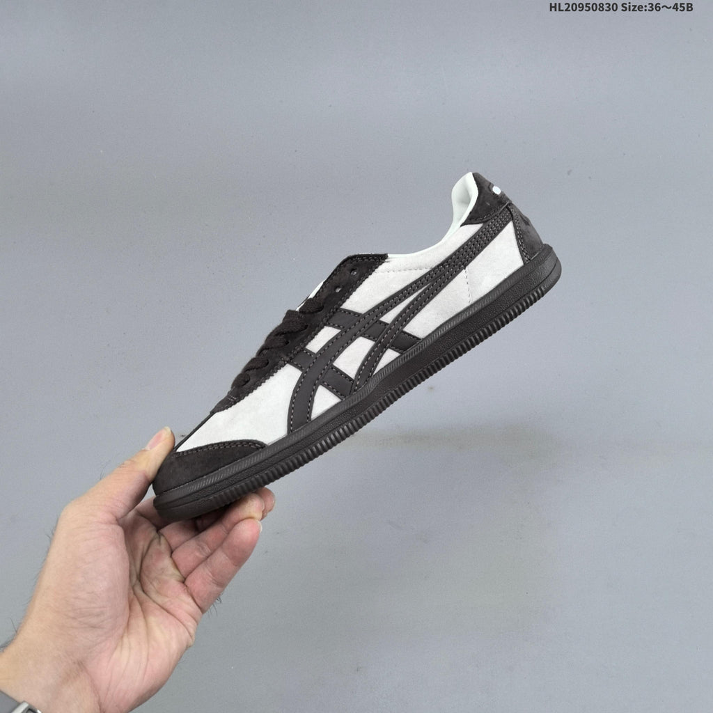 White and Dark Brown Onitsuka Tiger Tokuten Low-Top Sneakers - product image from the listing.