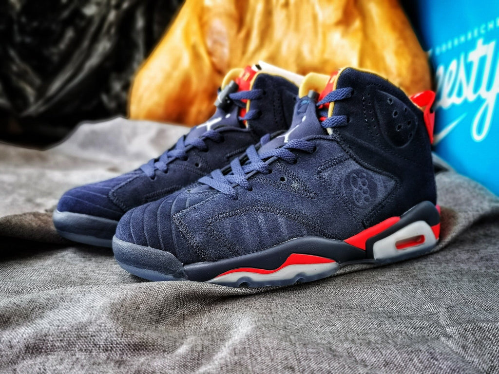Air Jordan 6 Retro Sneakers in Navy Red White - product image from the listing.