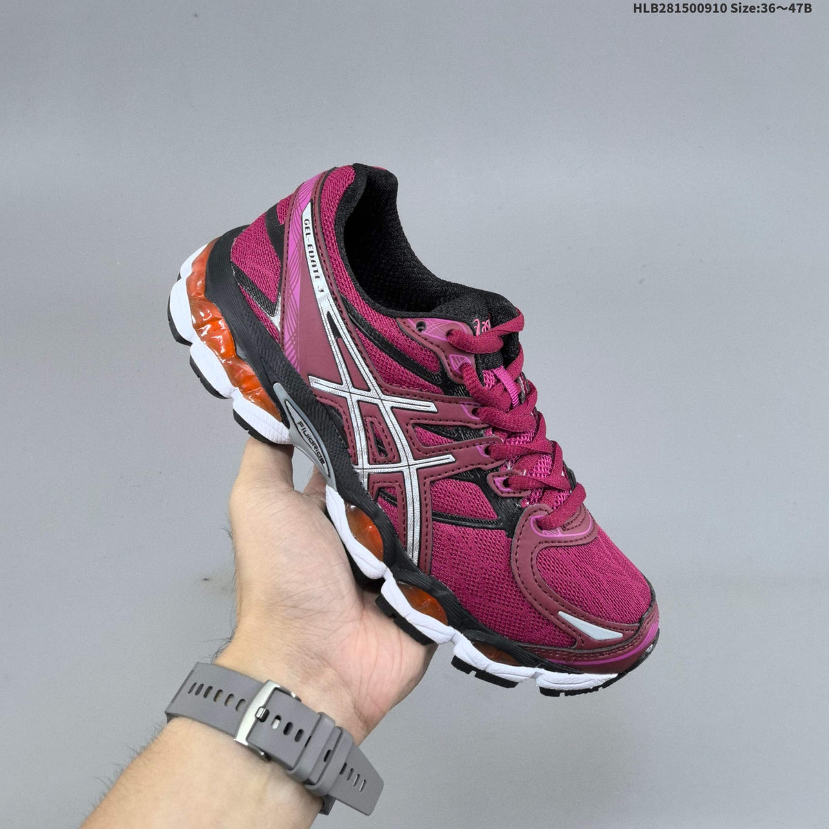 ASICS Gel-Nimbus 16 Running Sneakers in Burgundy Pink - product image from the listing.