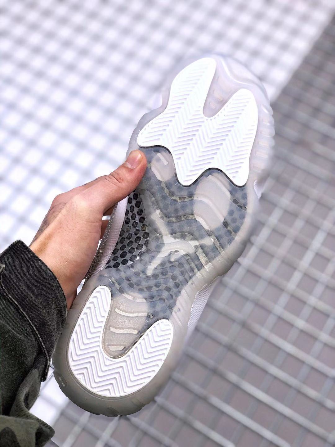 Air Jordan 11 White Glitter High-Top Sneakers - product image from the listing.