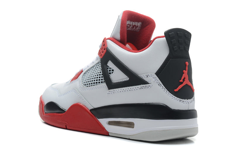 Air Jordan 4 Retro High-Top Sneakers in White and Red - product image from the listing.