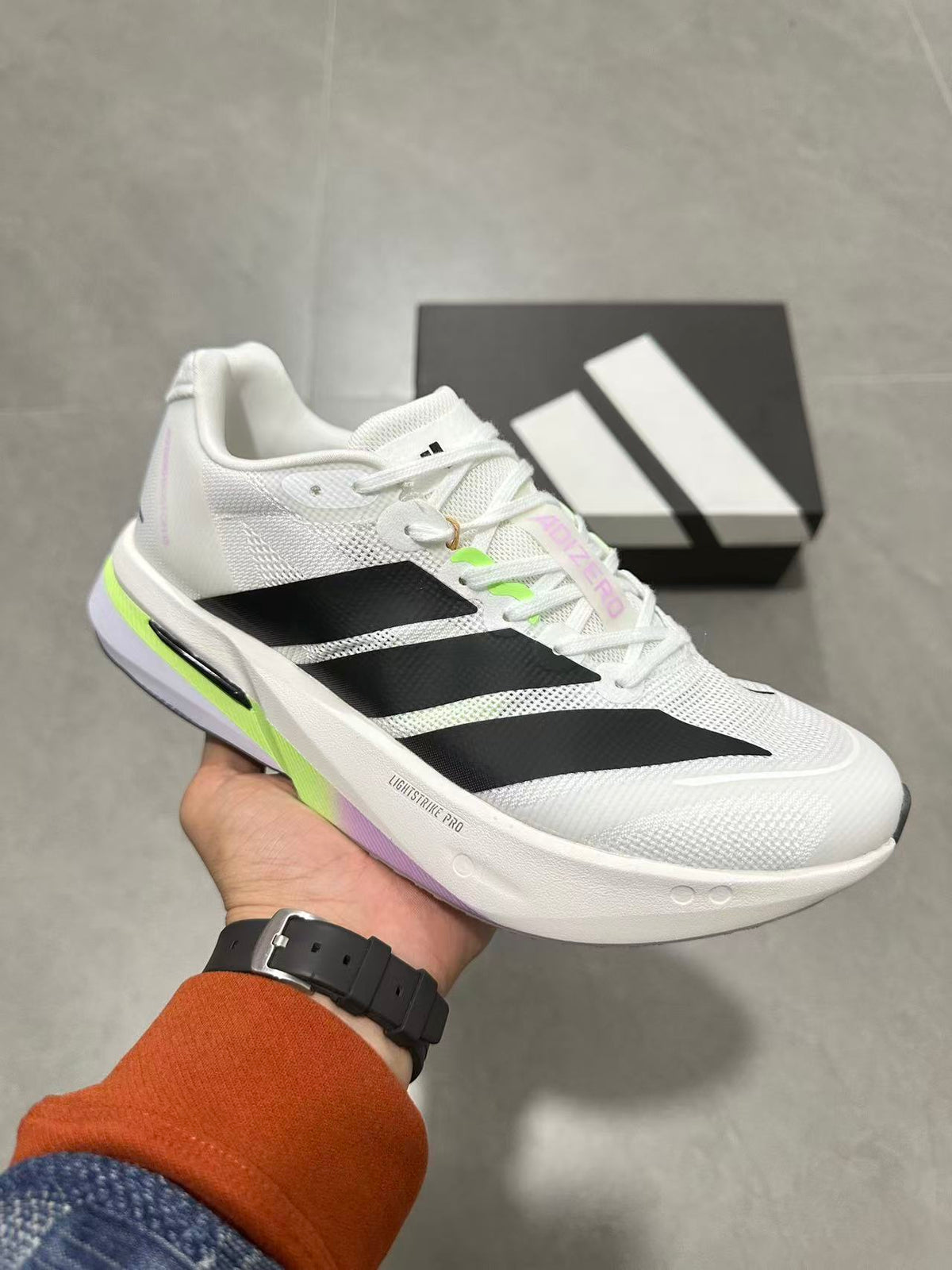 Adidas Lightstrike Pro Running Shoes in White Black - product image from the listing.