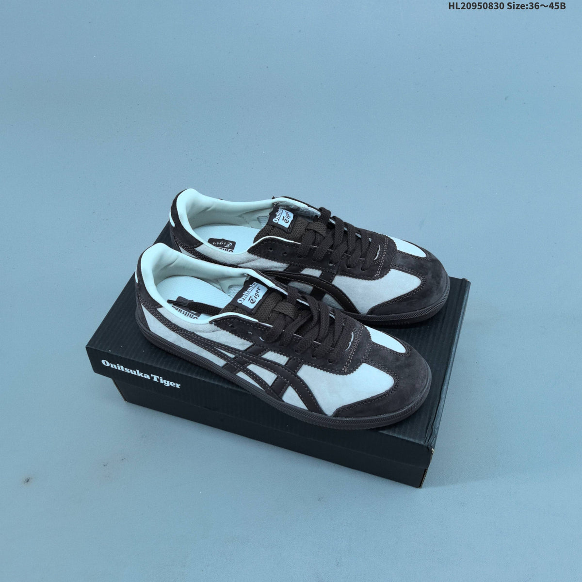 White and Dark Brown Onitsuka Tiger Tokuten Low-Top Sneakers - product image from the listing.