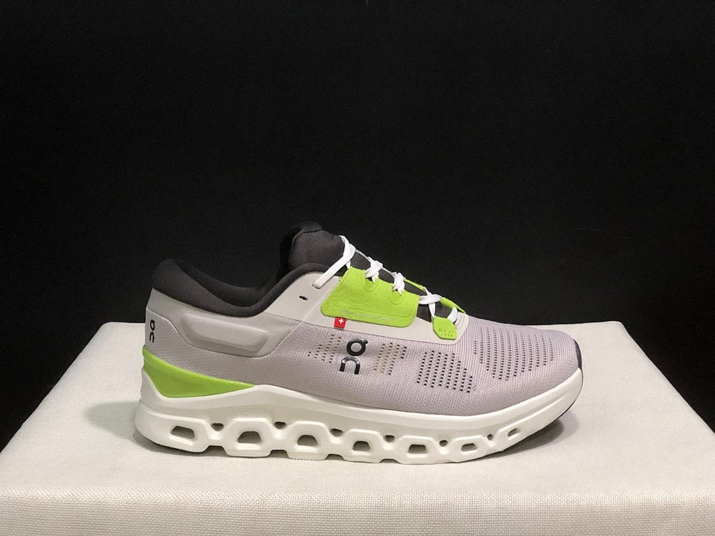 On Cloudstratus 3 Running Shoes, in White Grey Green - product image from the listing.