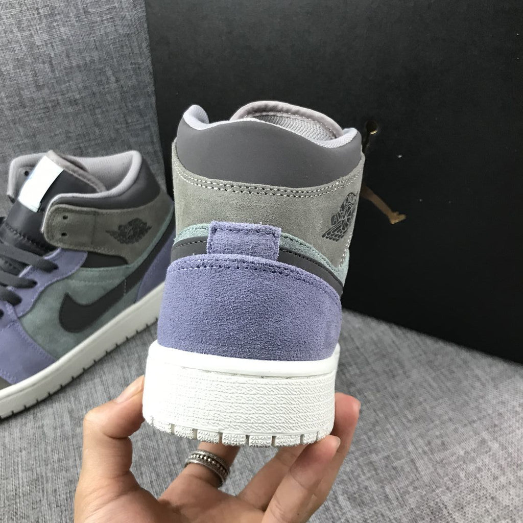 Jordan 1 Mid SE Sneakers in Grey Purple 852842-203 - product image from the listing.