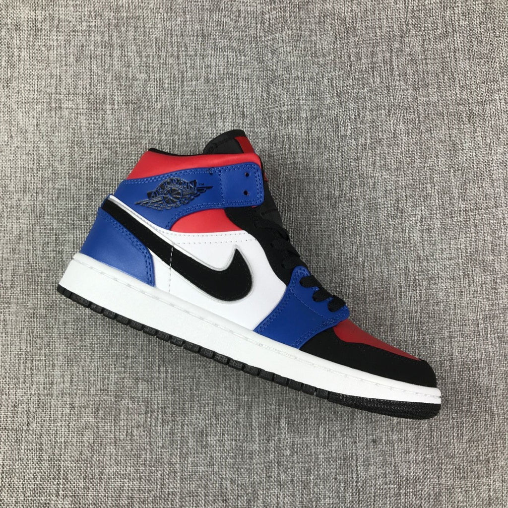 Air Jordan 1 Mid Sneakers in Blue Red Black White - product image from the listing.