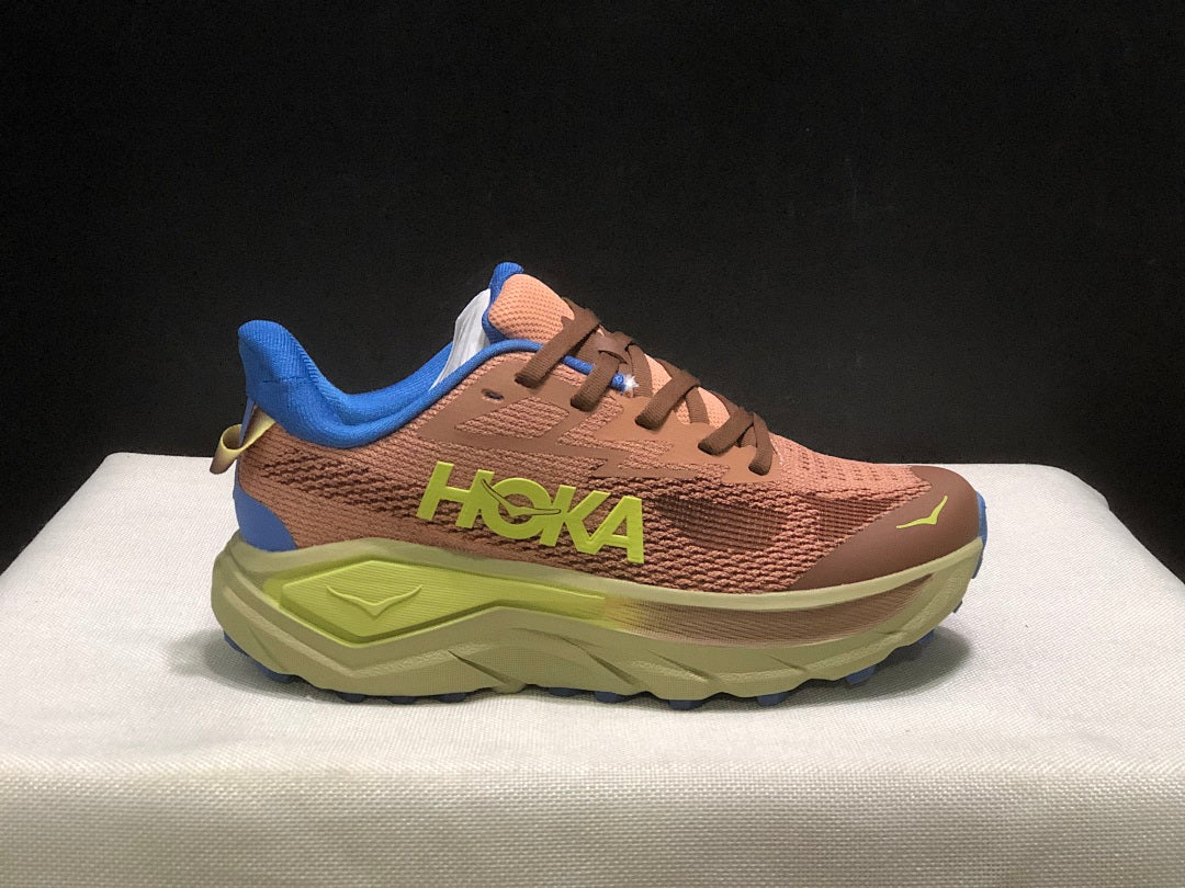 HOKA Challenger 8 Trail Running Shoes in Brown Blue - product image from the listing.