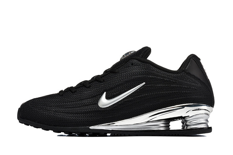 Nike Black and Silver Plated-Detail Trainers - product image from the listing.