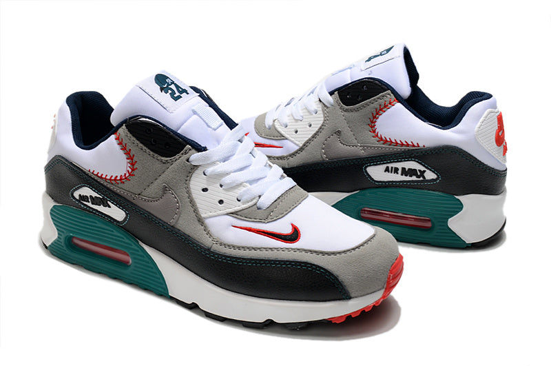 Nike Air Max 90 Sneakers in White Grey Black Teal Red - product image from the listing.