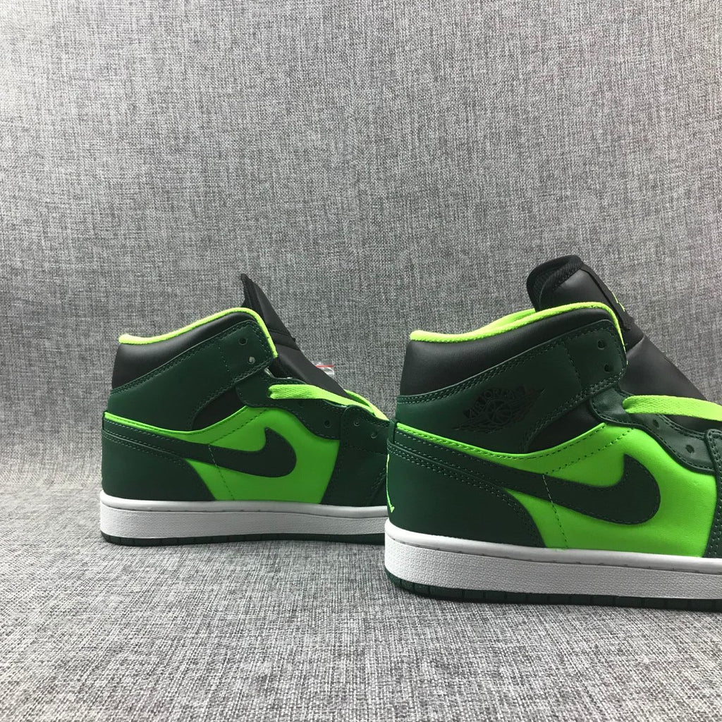Air Jordan 1 Mid Fluorescent Sneakers in Green 554724-330 - product image from the listing.