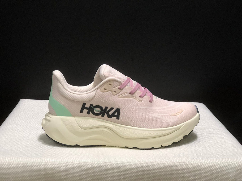 Women's HOKA Arahi 8 Running Shoes, Pink and Mint - product image from the listing.