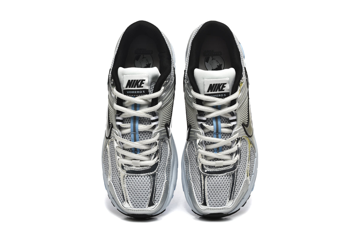 Nike Vomero 5 Sneakers in Silver and Light Blue - product image from the listing.