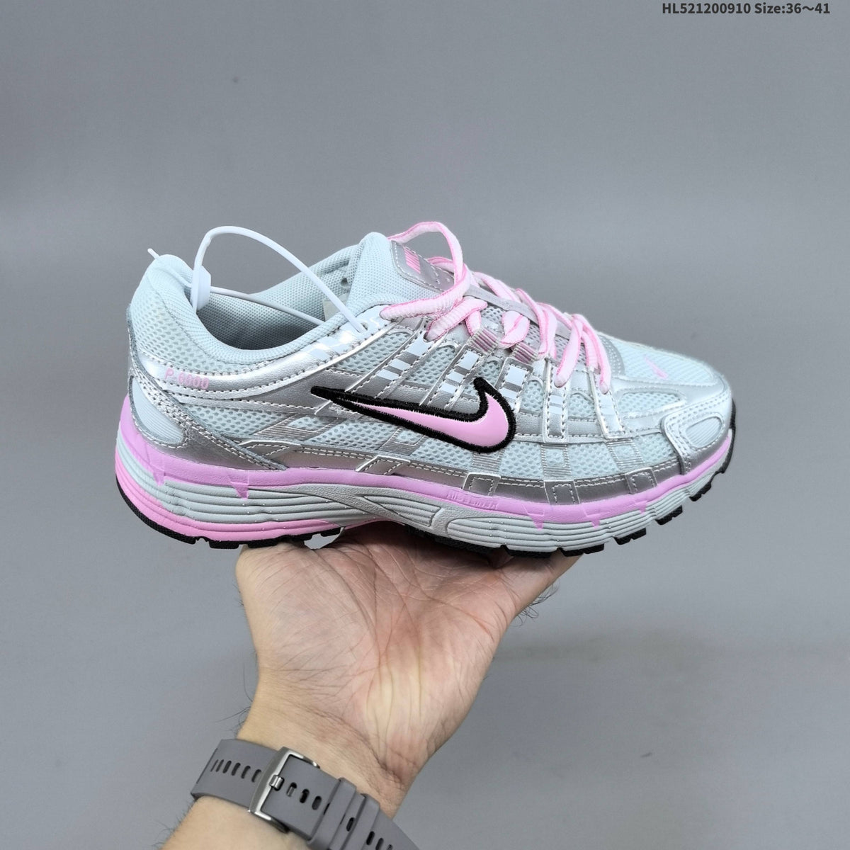 Nike P-6000 Retro Running Sneakers in Cream or in Silver Pink - product image from the listing.