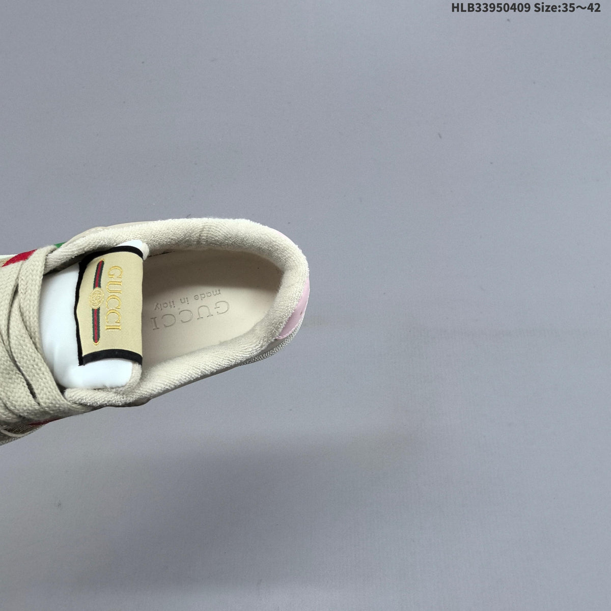 Beige and Pink Gucci Screener Low-Top Sneakers - product image from the listing.