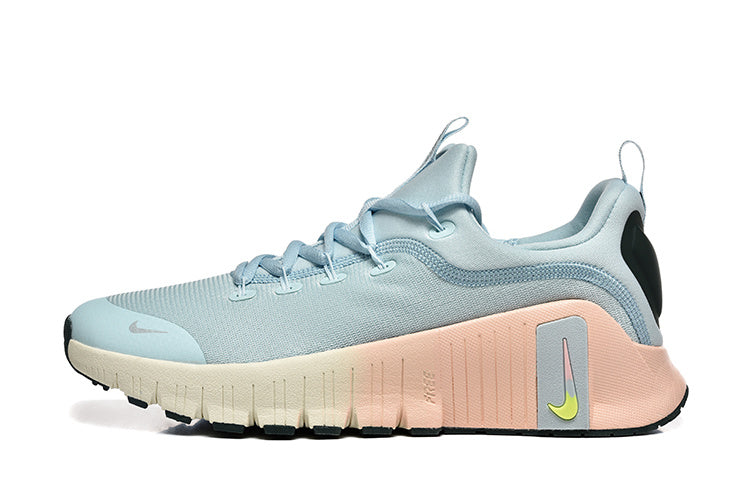 Blue and Peach Nike Free Metcon 5 Sneakers - product image from the listing.