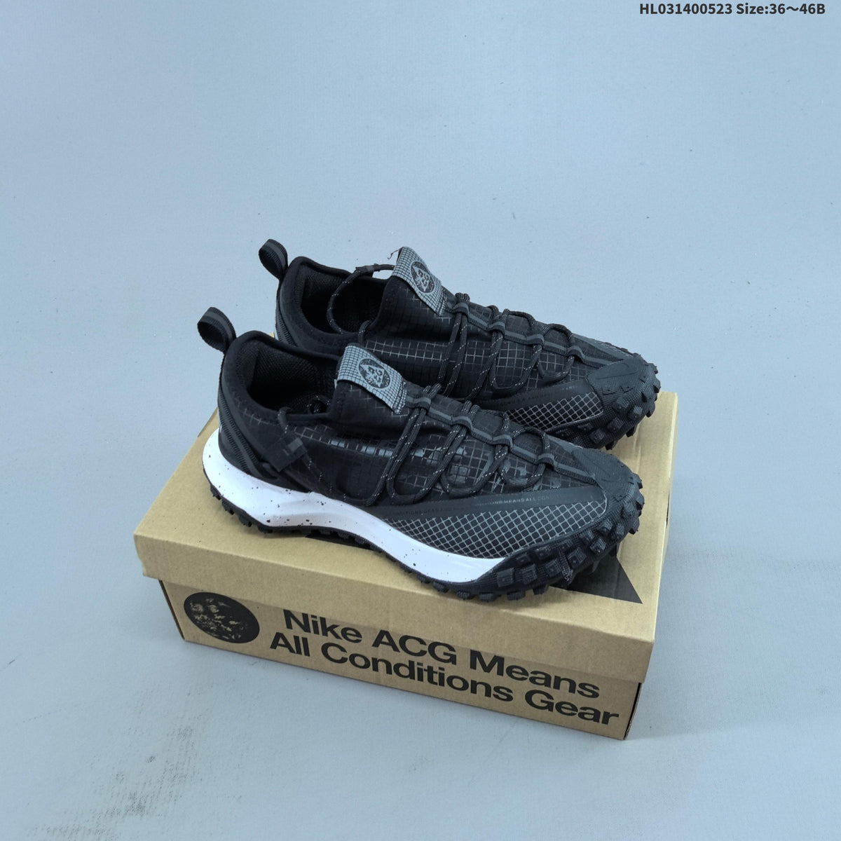 Nike ACG Mountain Fly Low GTX Trail Sneakers in Black - product image from the listing.