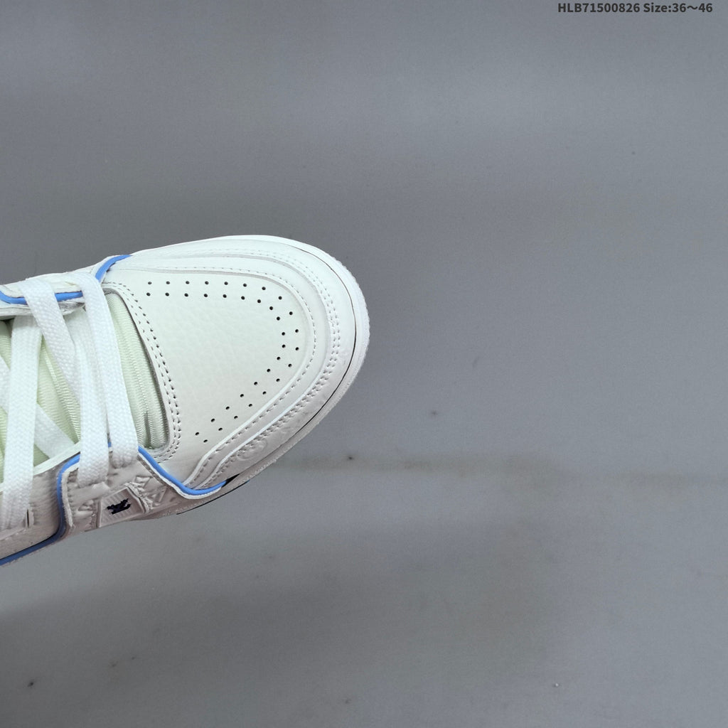 Louis Vuitton White Low-Cut Sneakers with Blue Accents - product image from the listing.