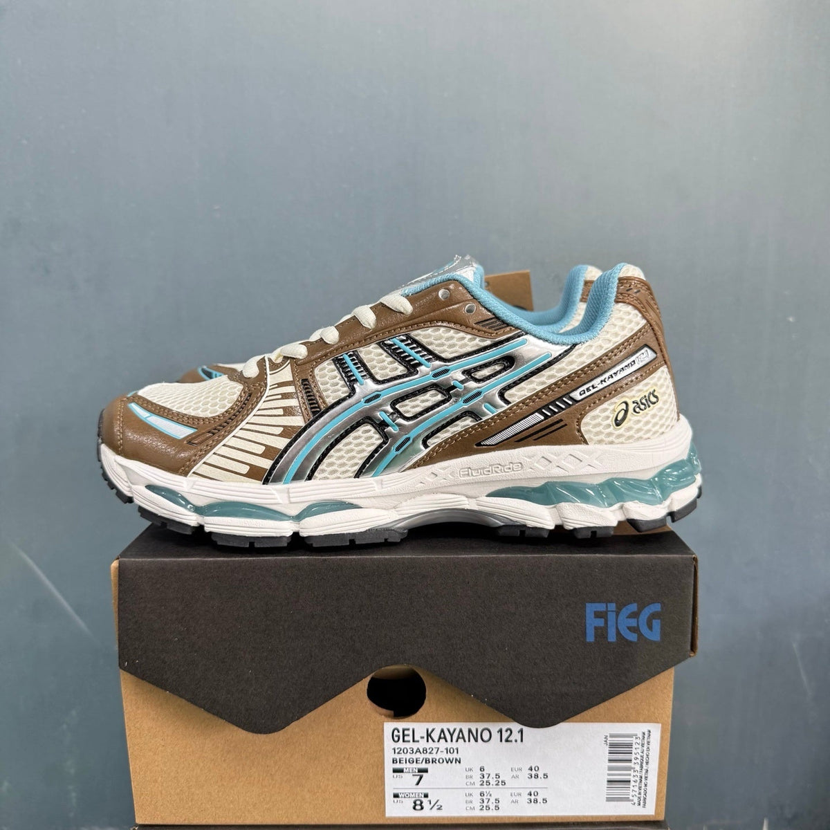 ASICS GEL-KAYANO 12.1 Running Shoes in Beige Brown - product image from the listing.