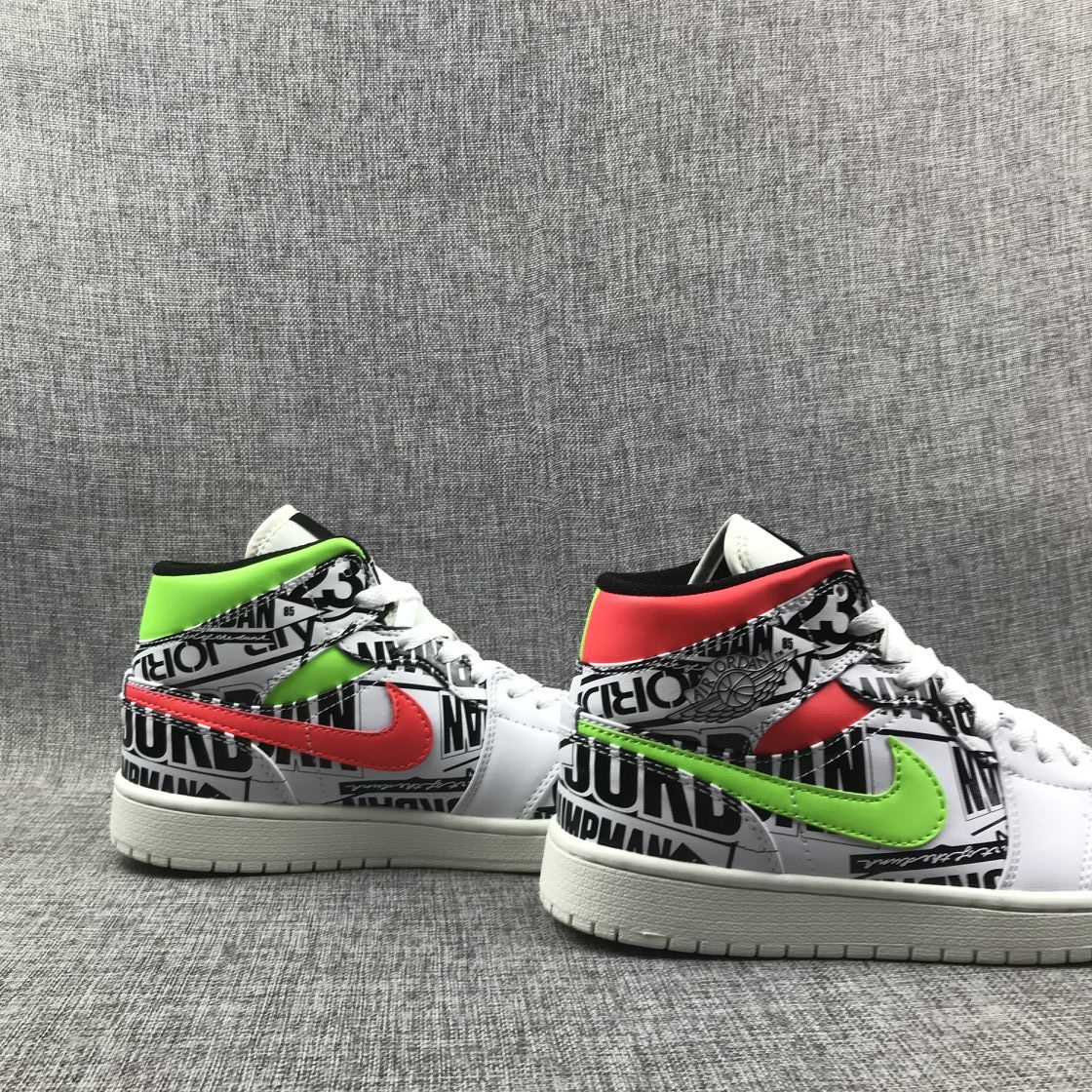 Air Jordan 1 Mid Graphic Sneakers Black White - product image from the listing.