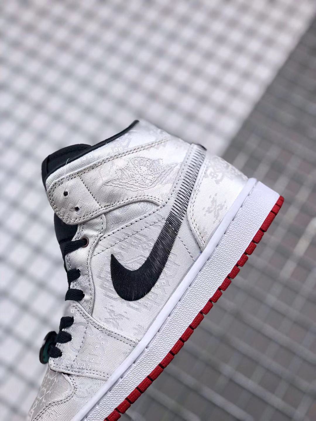 Air Jordan 1 Mid Edison Chen White Black Gold Sneakers - product image from the listing.