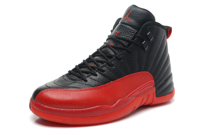 Air Jordan 12 Black and Red High-Cut Basketball Sneakers - product image from the listing.